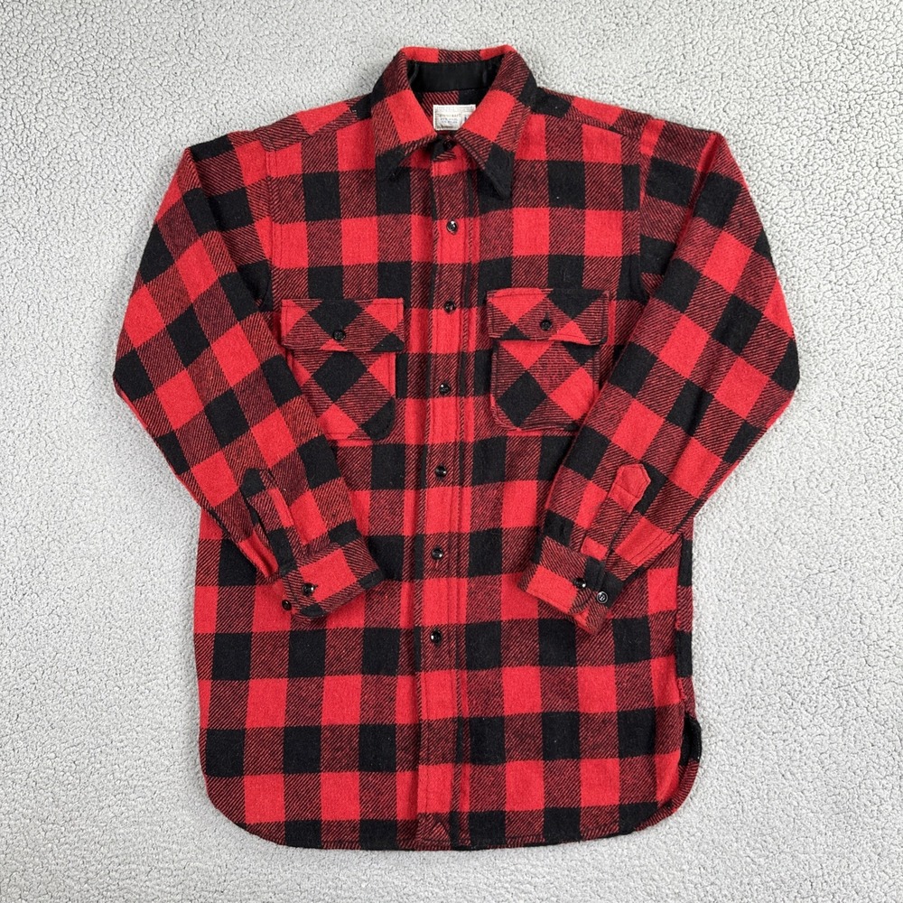 VTG JC Penney Towncraft Wool Blend Flannel Shirt Men Medium Red Buffalo Check